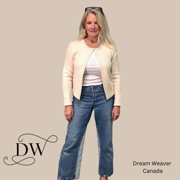 Cardigan with Pearl Trim | Cream - Picture 2 of 7